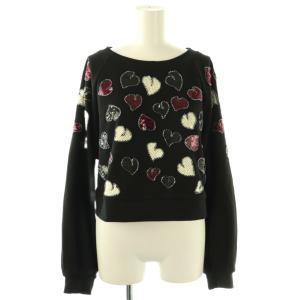 23AW ハートスパン裏毛トップ スウェット 長袖 36 ブラック マルチカラー /DO OS