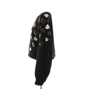 GRACE CONTINENTAL 23AW ハートスパン裏毛トップ スウェット 長袖 36 ブラック マルチカラー /DO OS