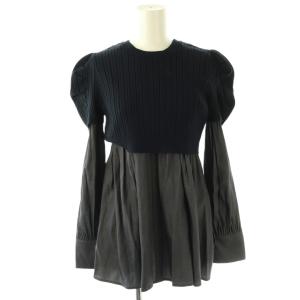 レイヤードニットプルオーバー ブラウス 36 ネイビー グレー /ES OS