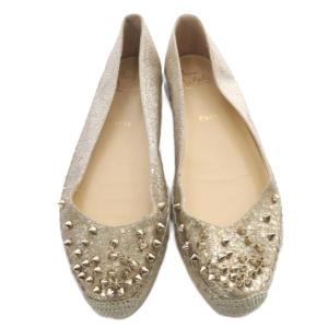 Christian Louboutin エスパドリーユ スパイクスタッズ 38 ゴールド色 /SR