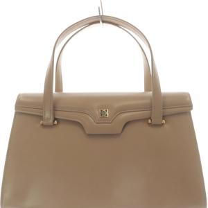 GIVENCHY レザー ハンドバッグ ロゴ ベージュ /SR OH