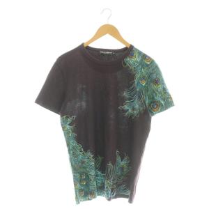 総柄 カットソー Tシャツ 半袖 46 バーガンディ /DF OS