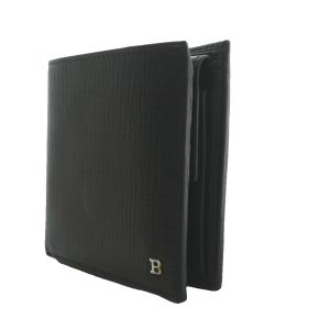 BALLY 二つ折り財布 レザー 黒 ブラック /SS OS