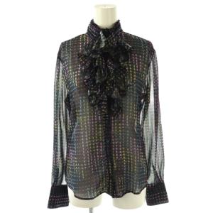 総柄シアーブラウス 長袖 1 ネイビー マルチカラー /DO OS