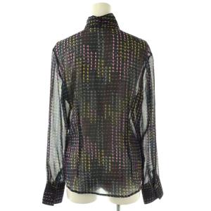 NARA CAMICIE 総柄シアーブラウス 長袖 1 ネイビー マルチカラー /DO OS