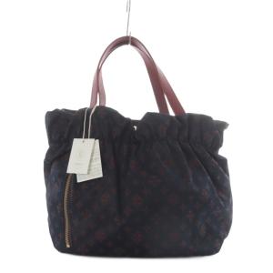 トートバッグ ハンドバッグ モノグラム 総柄 ナイロン ネイビー ブラウン /YO25