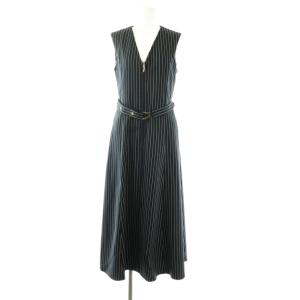 25AW ストライプジャージワンピース ロング 36 ネイビー /DF OS