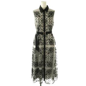 24AW 刺繍フレアドレス ワンピース 36 グレー