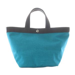 トートバッグ ハンドバッグ ターコイズブルー ブラウン 舟形 無地 バイカラー /RI OS