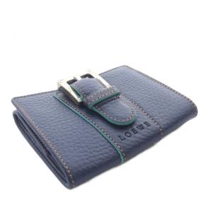 LOEWE ベルトモチーフ コインケース 小銭入れ レザー 紺 ネイビー /SR OH
