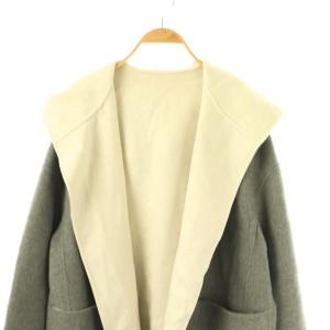 ADORE 2TONE リバーフード付きロングコート リバーシブル カシミヤ混 36 オフホワイト グレー /ES