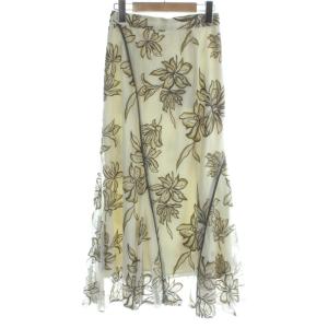 ジャスミンレーススカート 34 アイボリー 花柄 レース ロング丈 /AB OS