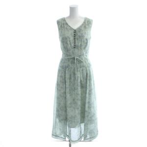 ワンピース 1 緑 グリーン 花柄 ノースリーブ Vネック /AB OS