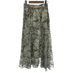 エアリー刺繍ロングスカート 0 白 ホワイト 花柄 /AB OS