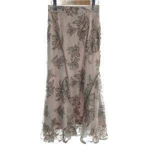 ジャスミンレーススカート 34 ピンク 花柄 フレア /AB OS