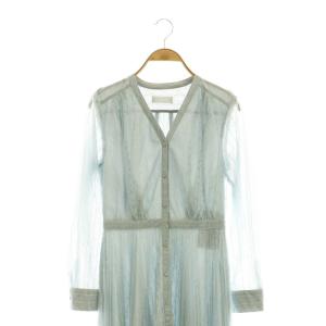 CELFORD ストライプレースワンピース ロング 36 サックス /DF OS