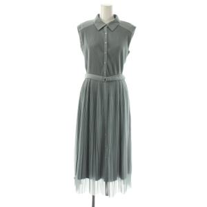 プリーツワンピース ロング ノースリーブ 1 グレー /DF OS