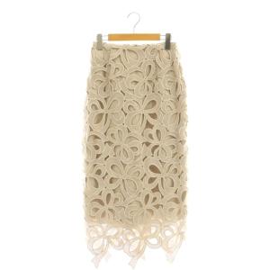 リボンレースタイトスカート ロング 36 ベージュ /CX OS
