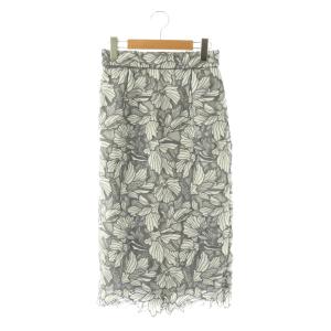 配色メッシュレースタイトスカート ロング 1 グレー ホワイト /DO OS