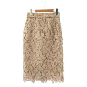 配色大花レースタイトスカート ロング 0 ピンクベージュ /HK OS
