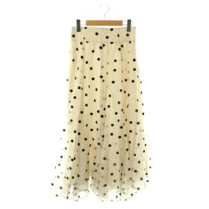 フロッキードットスカート フレア ロング 1 ベージュ /HK OS