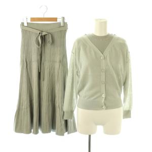 シアーカーデ付ニットアップ カーディガン プルオーバー フレアスカート 1 グレー /DF OS