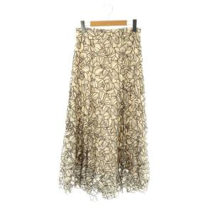 カットワークロングスカート フレア 0 アイボリー ダークブラウン /DO OS