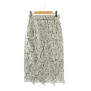 配色大花レースタイトスカート ロング 0 グレー ライトグレー /DO OS