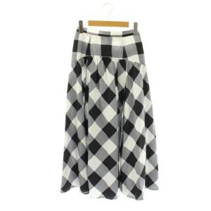 タックフレアスカート ロング チェック 0 ブラック ホワイト グレー /DO OS