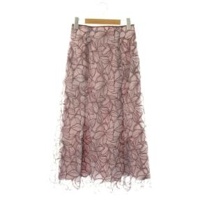 大花モチーフプリントスカート ロング フレア 1 ラベンダー マルチカラー /DO OS