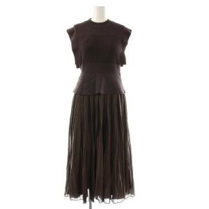 ドッキングプリーツワンピース ノースリーブ 36 ダークブラウン /ES OS