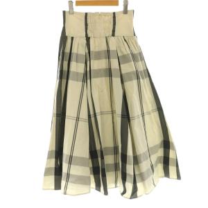 チェックタックギャザースカート ロング 1 白 ホワイト グレー /SS OS
