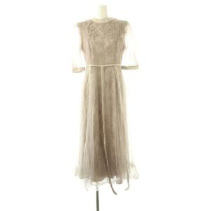 2WAYチュール レースドレス ワンピース ノースリーブ 半袖 ロング 36 モカ /NR OS