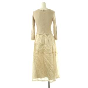 JUSGLITTY 24SS 配色ニットドッキングワンピース ロング 1 ベージュ /NR OS