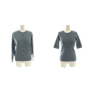 クルーネックアンサンブル セット カーディガン 半袖ニット 2 ダークブルー /SS OS