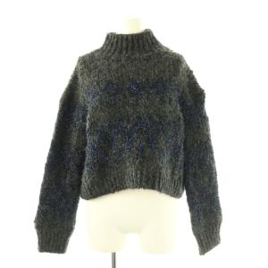 23AW モックネックニット セーター 長袖 アルパカ S チャコールグレー ブルー /DO OS