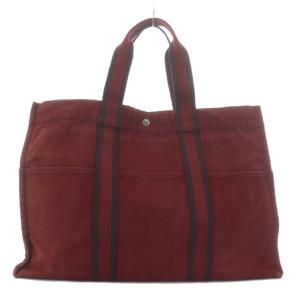 HERMES フールトゥGM キャンバス トートバッグ ハンドバッグ ボルドー /YO6 OH