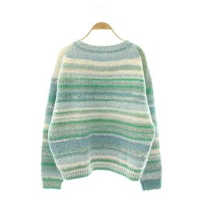 BEAUTY&YOUTH UNITED ARROWS マルチボーダー ニットプルオーバー セーター 長袖 ライトブルー グリーン /NR OS