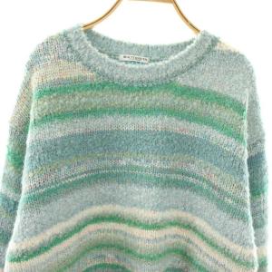 BEAUTY&YOUTH UNITED ARROWS マルチボーダー ニットプルオーバー セーター 長袖 ライトブルー グリーン /NR OS