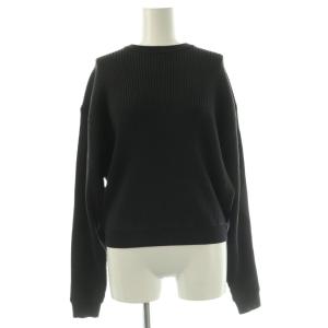 24AW ウールポリエステルストレッチリブ クルーネックプルオーバー ニット セーター 長袖 S ダークグレー