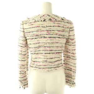 Maglie par ef-de ノーカラーツイードジャケット リネン混 5 ホワイト マルチカラー /HK OS