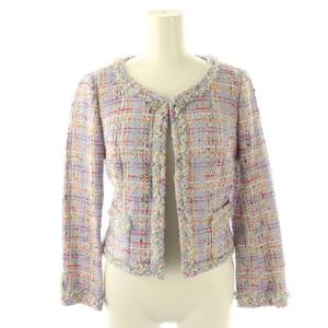 ノーカラーツイードジャケット リネン混 5 ライトパープル /HK OS