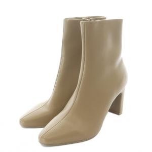 ショートブーツ M 23.0 cm 23.5cm ベージュ サイドジップ SH /RI OS