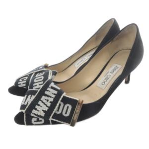 tegan リボン パンプス スエード ピンヒール ポインテッドトゥ 36.5 黒 ブラック /SR SH