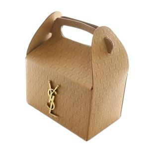 SAINT LAURENT PARIS テイクアウェイ ボックス ハンドバッグ ジタブルタニンレザー ブラウン