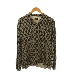 Cut off Bottom Classis Shirt シャツ 長袖 総柄 M ブラック ベージュ /DO