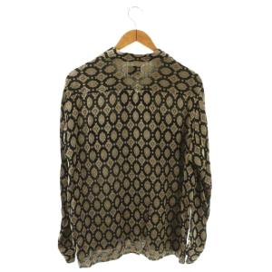 Needles Cut off Bottom Classis Shirt シャツ 長袖 総柄 M ブラック ベージュ /DO