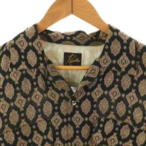 Needles Cut off Bottom Classis Shirt シャツ 長袖 総柄 M ブラック ベージュ /DO