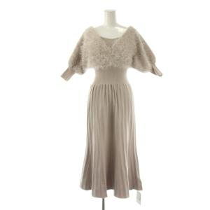 24AW 2WAYフェザードッキングニットワンピース 五分袖 ロング S ピンクベージュ /NR OS