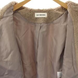 Lily Brown LilyBrown 24AW ショートボアフリースジャケット ノーカラー アウター F ベージュ /NR OS